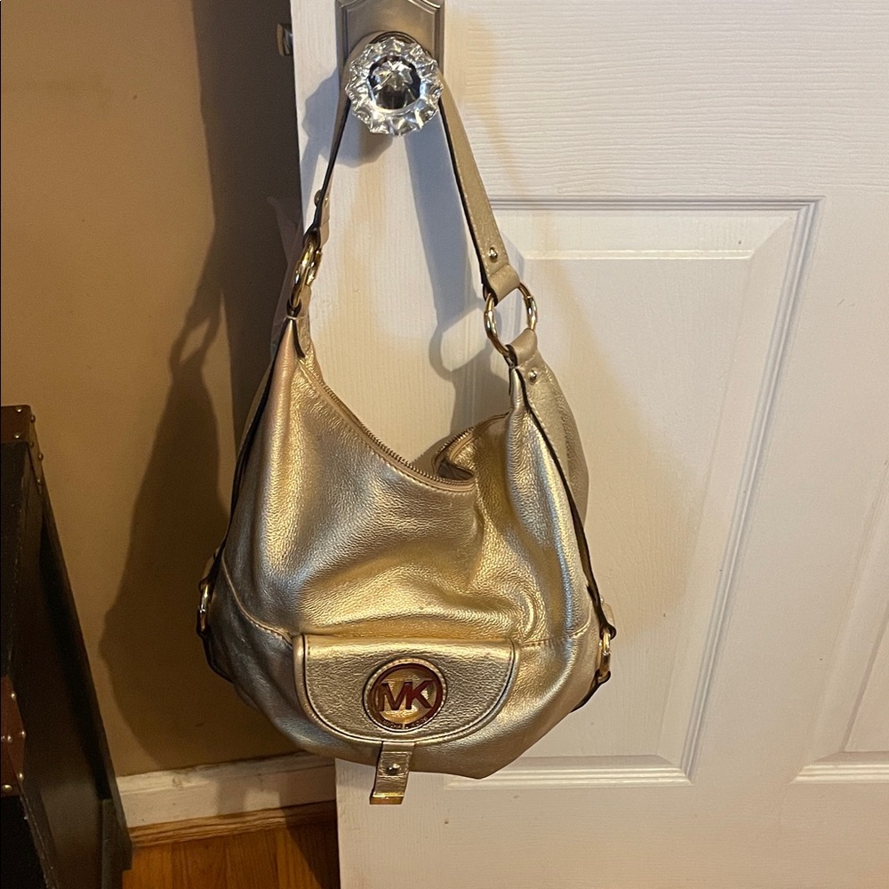 Michael Kors Fulton Metallic Gold Hobo Bag